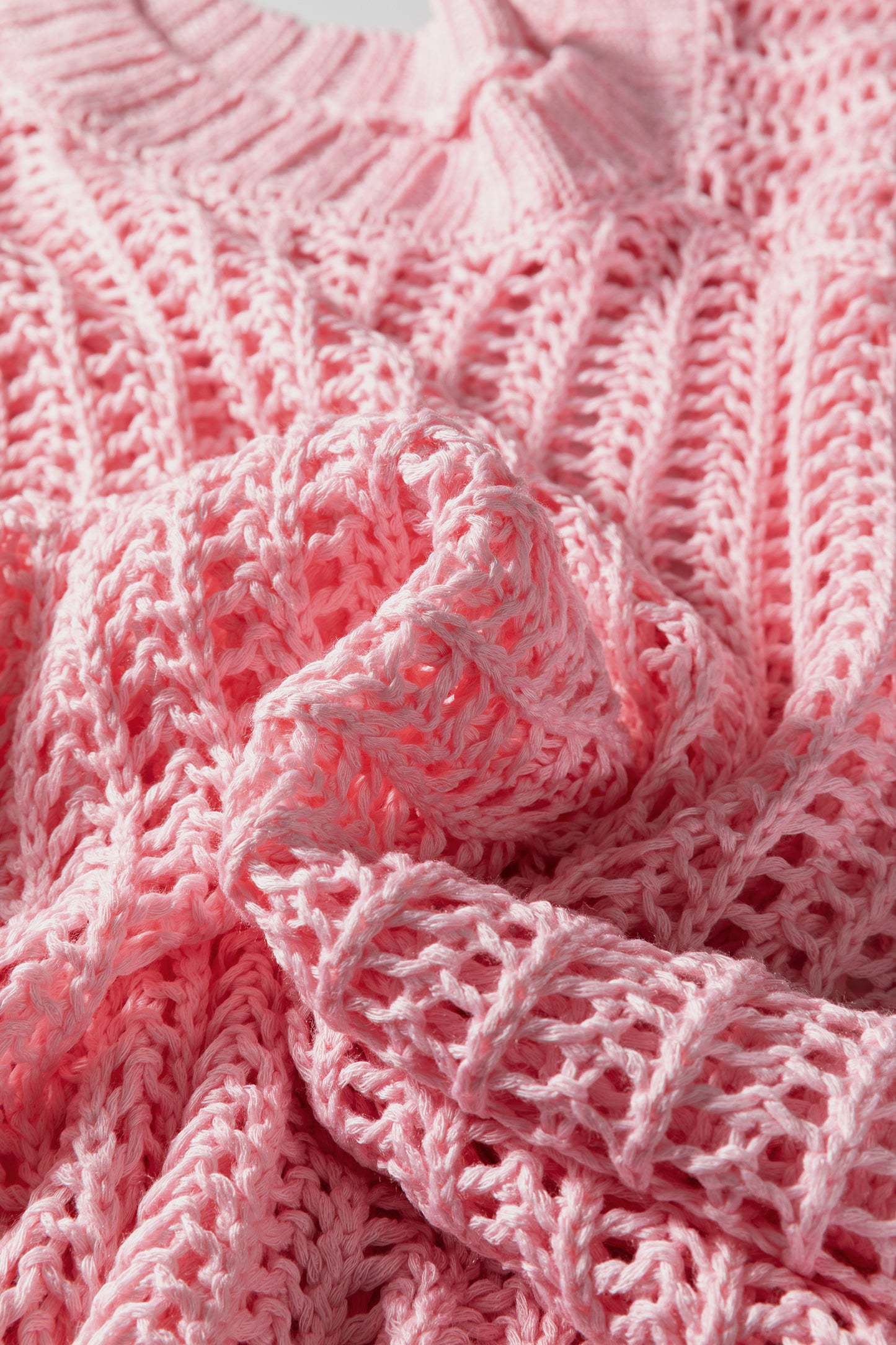 Apricot Plus Size Open Knit Bow Tie Short Sleeve Sweater