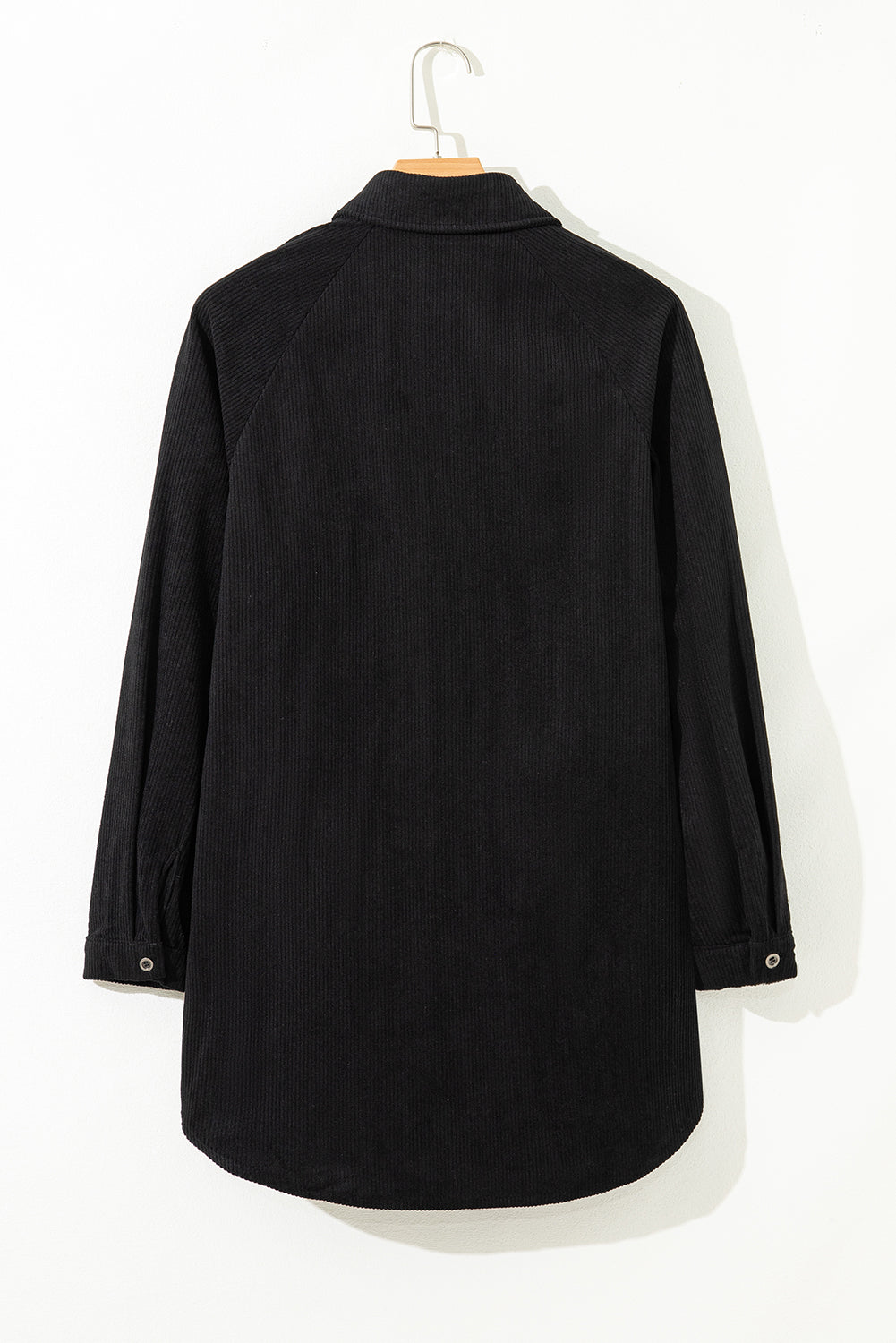 Beige Corduroy Shirt Style Full Button Long Sleeve Shift Mini Dress