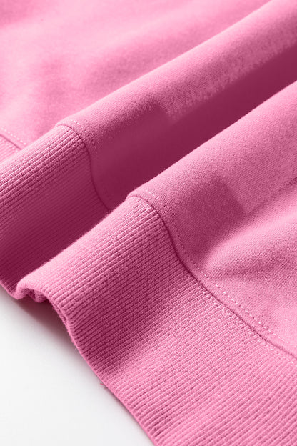 Bright Pink Oversize Blessed Embroidered Mock Neck Sweatshirt