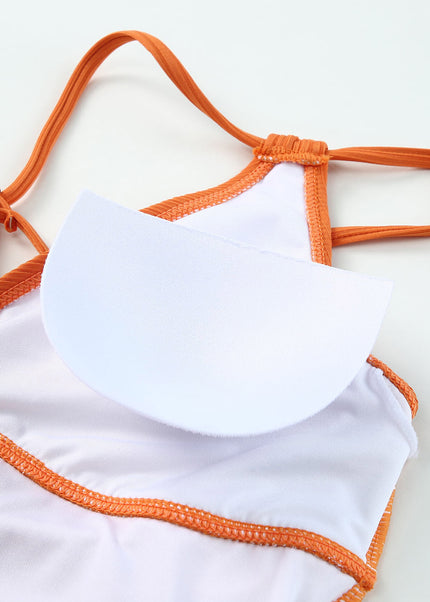 Sky Blue Adjustable Straps Ribbed Knit One Piece Swimsuit