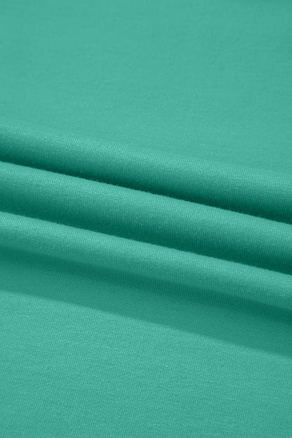 Meadow Mist Green Solid Loose V Neck Half Sleeve Tee and Shorts Set