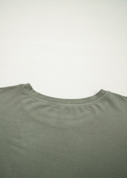 Laurel Green Solid Color Oversize Tee Tie Wrap Mini Skort 2pcs Set