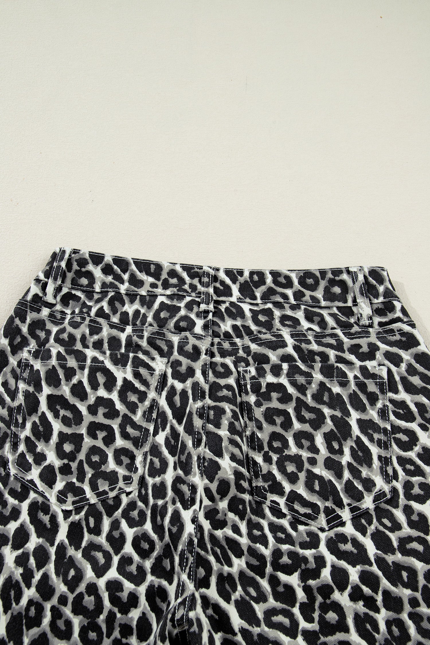 Black Leopard Print Barrel Jeans