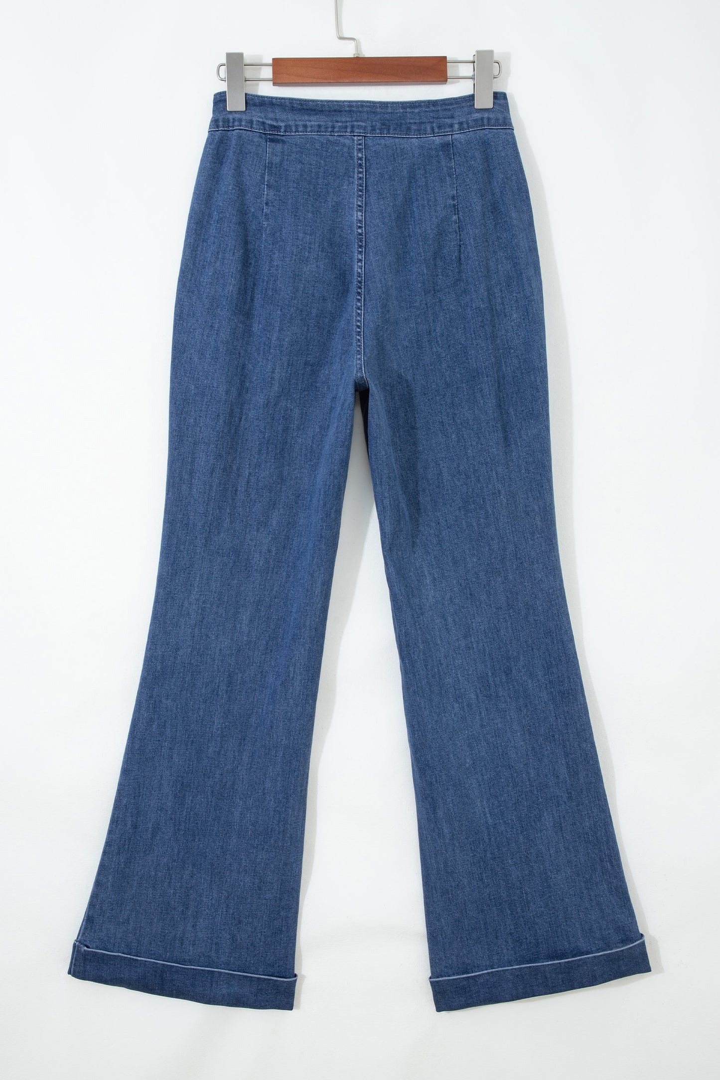 Ashleigh Blue Golden Button Detail Rolled Edge Flare Leg Jeans