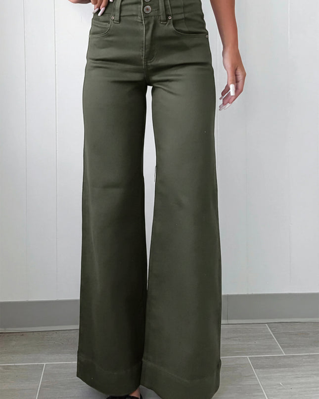 Mist 2-Button High Waist Flared Bottom Jeans