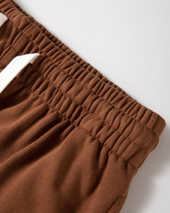 Brown Stripe Striped Drop Shoulder Pullover and Jogger Pants Set