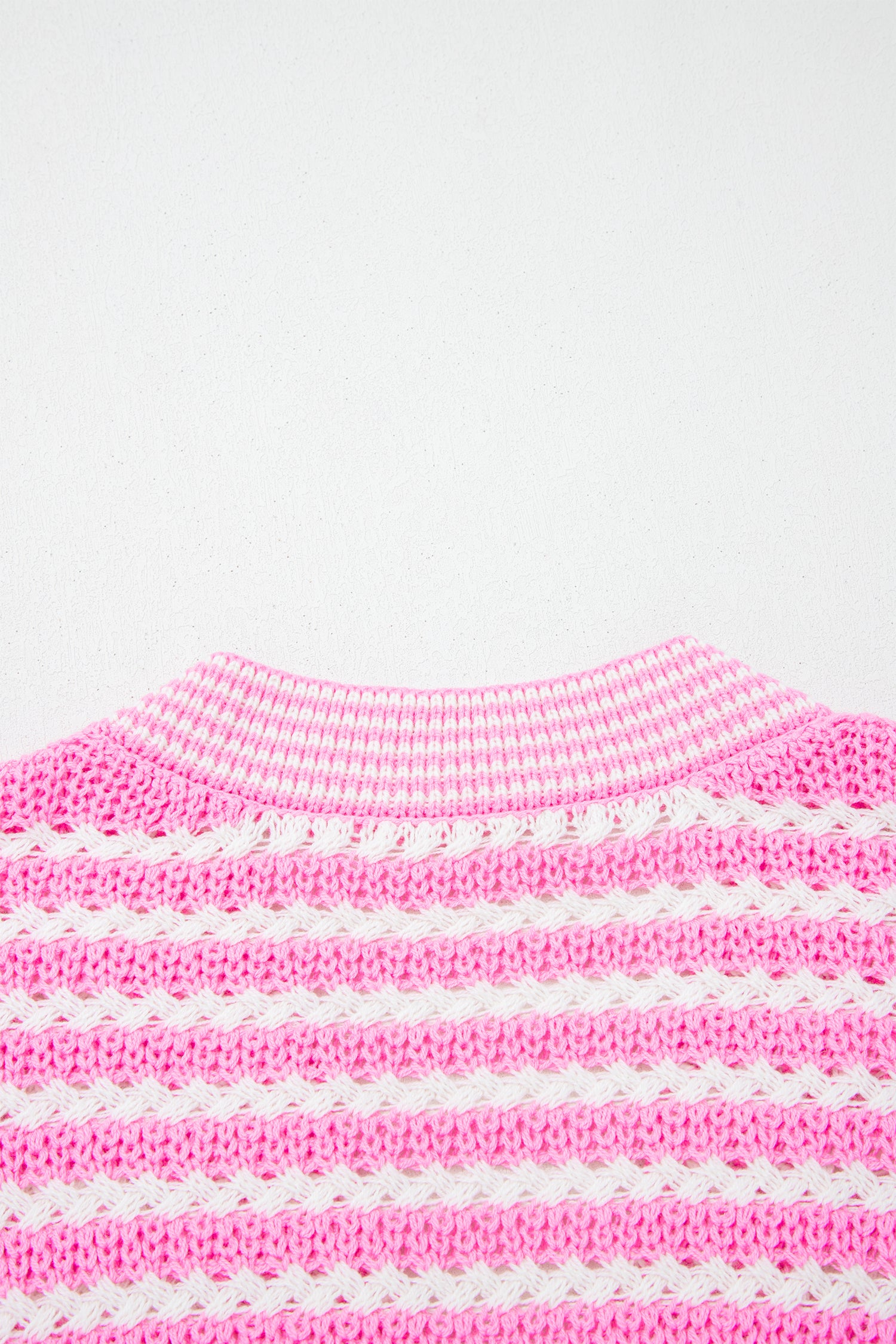Pink Stripe Short Sleeve Knit V Neck Bow Knot Sweater