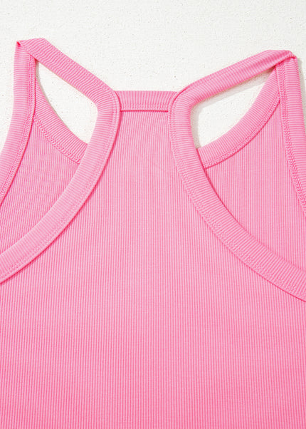 Sachet Pink Slim Ribbed Tank Top and Sweatpants Set