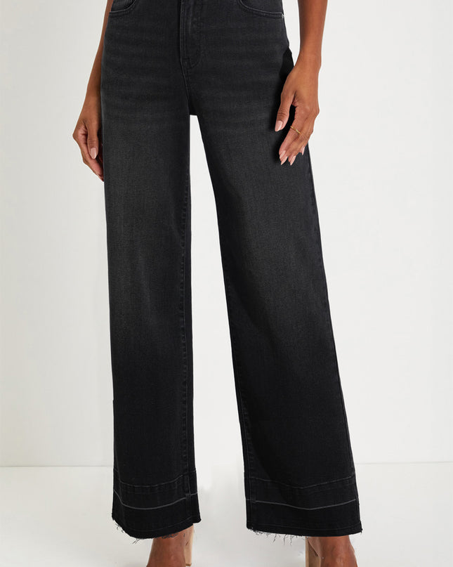 Real Teal Raw Hem Unique Cuffs Straight High Rise Loose Jeans