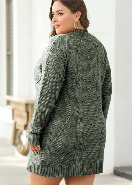 Parchment Cable Knit Drop Shoulder Loose Fit Sweater Dress