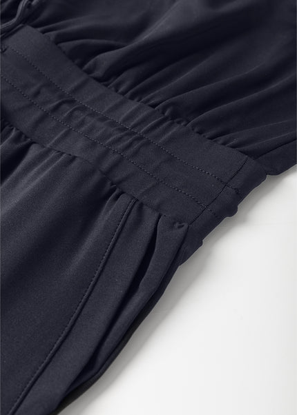 Black Casual Tank Style Tie Waist Pocketed Jogger Jumpsuit