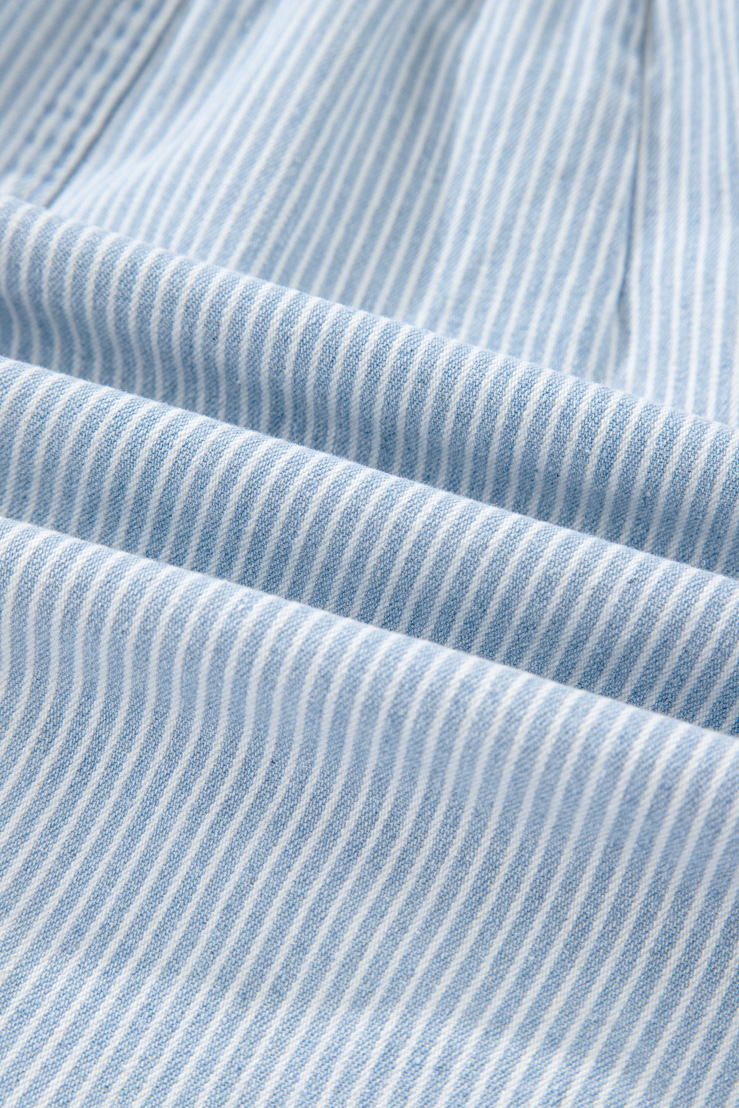 Sky Blue Stripe Collared Button Front Sleeveless Denim Mini Dress