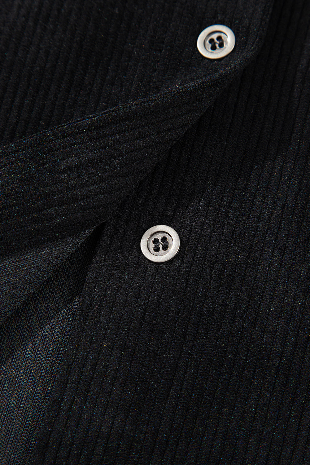 Beige Corduroy Shirt Style Full Button Long Sleeve Shift Mini Dress