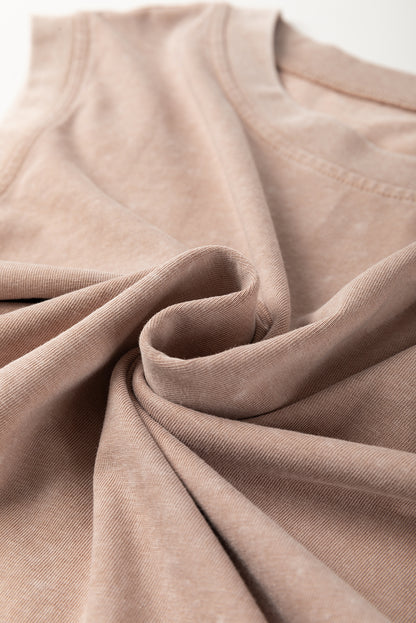 Myosotis 2 Pieces Mineral Wash Cotton Tank Top Lined Split Skirt Set