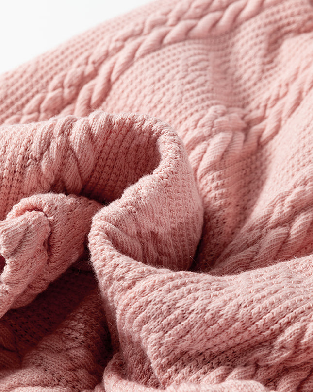 Gossamer Pink Cable Knit V Neck Cardigan Shorts Set