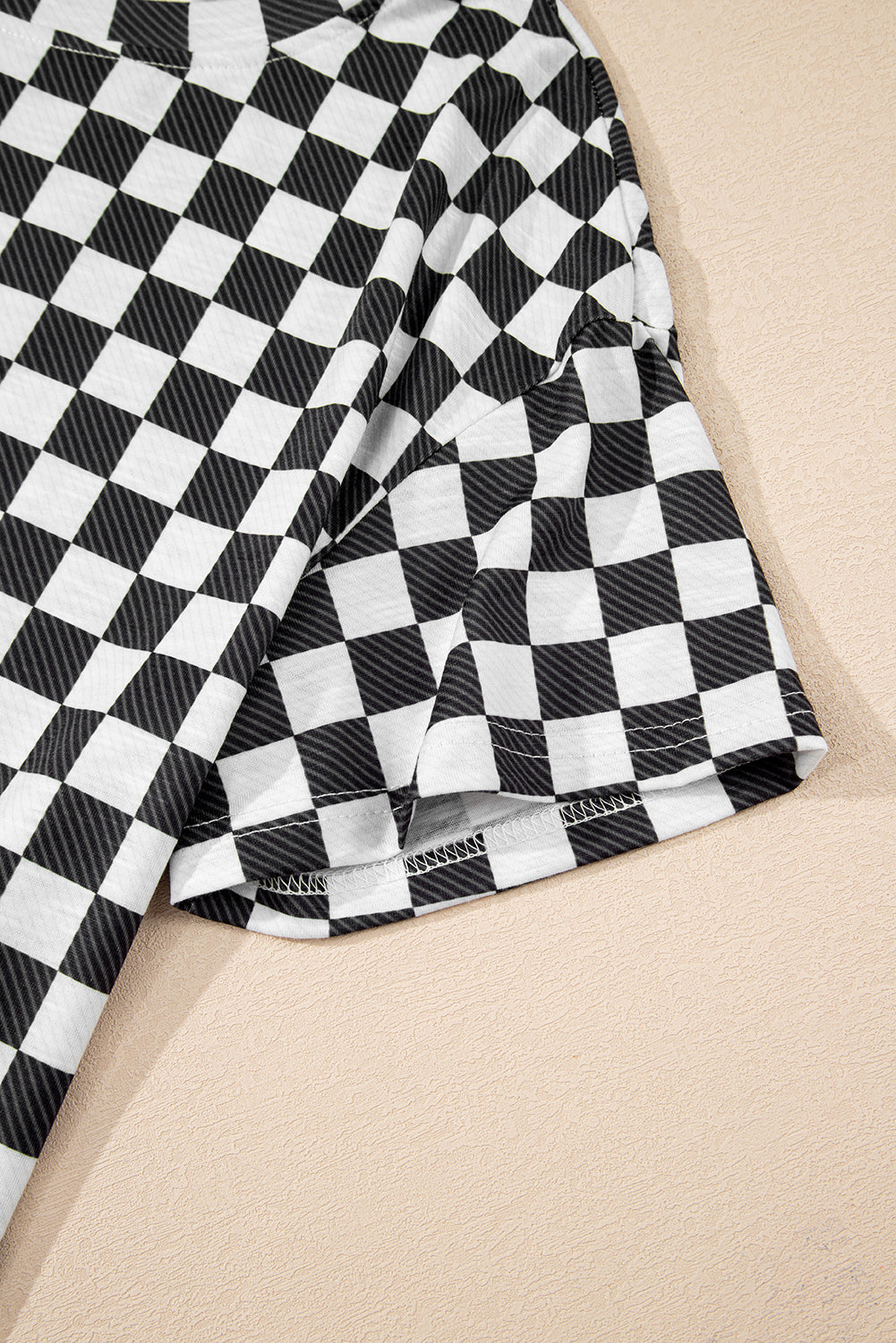 Black Checkerboard T Shirt and High Waist Skorts 2 Piece Outfit set
