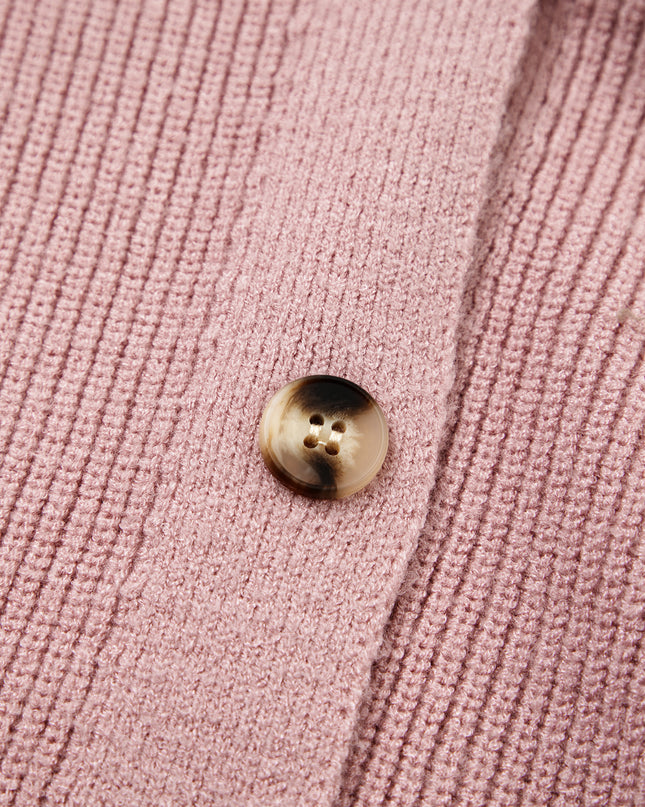 Goat Mixed Texture Knit Button V Neck Sweater Cardigan