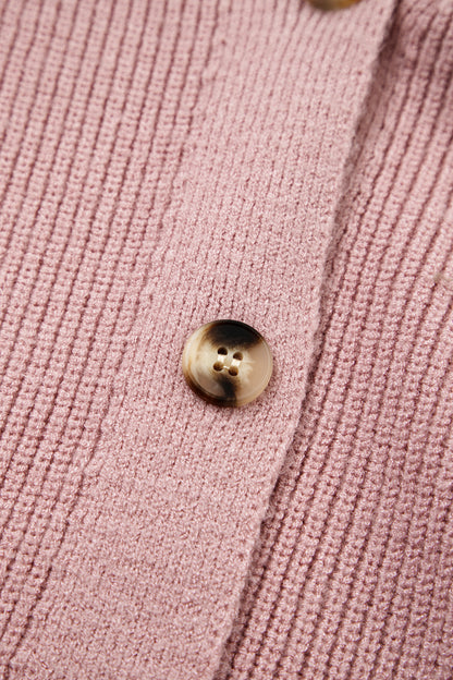 Goat Mixed Texture Knit Button V Neck Sweater Cardigan