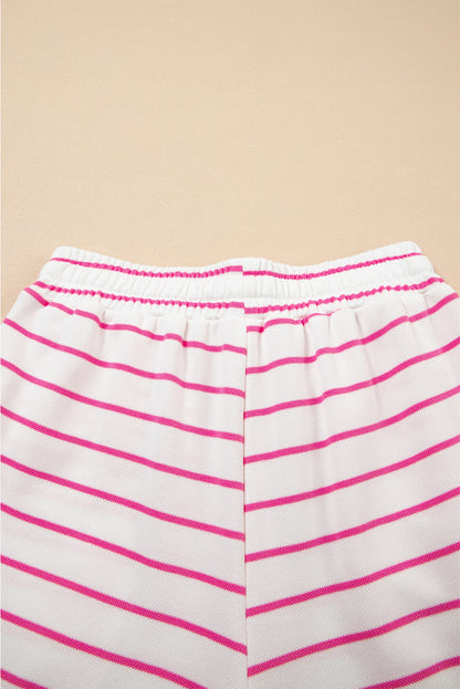 Rose Stripe Casual Wide Leg 2pcs Pants Set