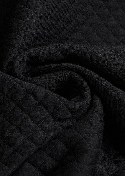 Black Retro Quilted Flap Pocket Button Shacket