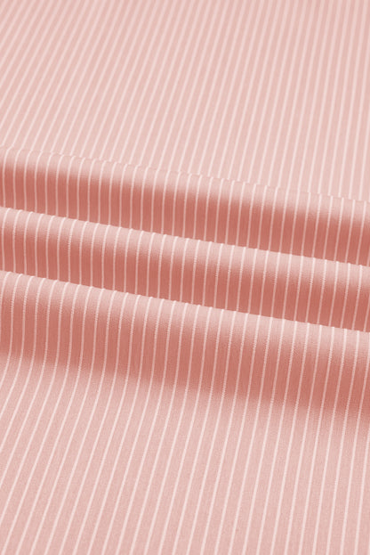 Pink Stripe Drawstring Plus Size Loose Pants