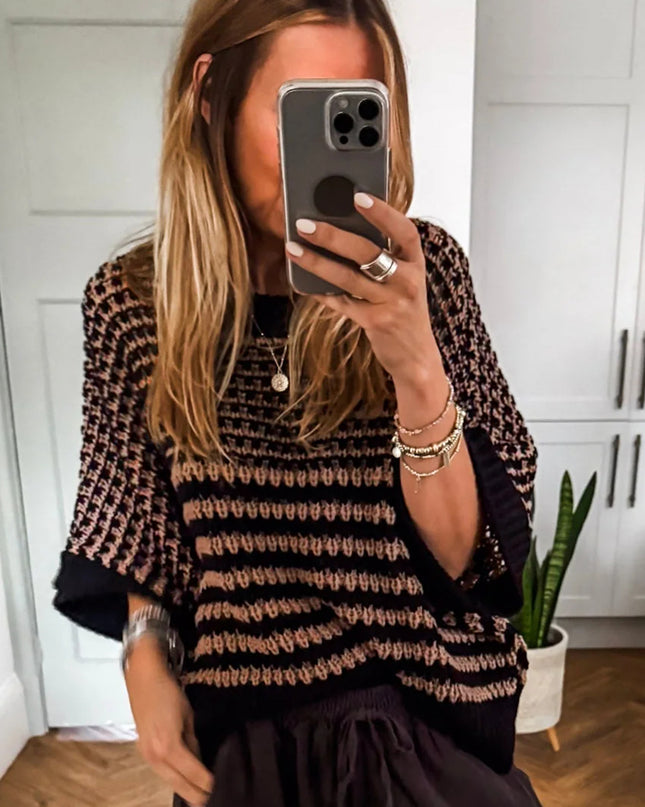 Red 3/4 Draped Sleeve Slouchy Sweater