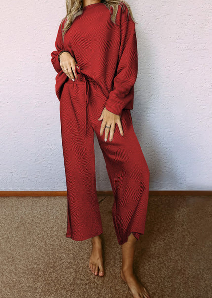 Navy Blue Ultra Loose Textured 2pcs Slouchy Outfit Set