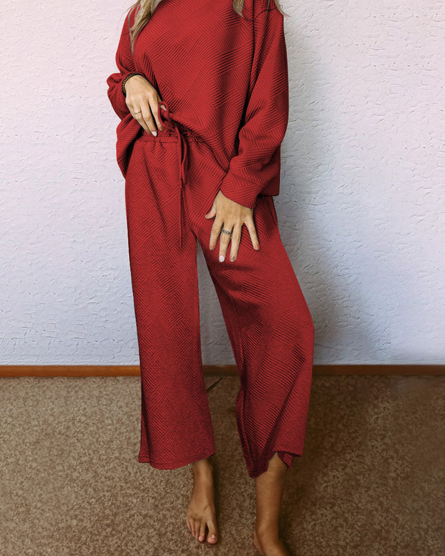 Navy Blue Ultra Loose Textured 2pcs Slouchy Outfit Set