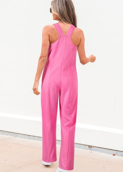 Bonbon Raw Seam Patchwork Wide Leg Loose Jumpsuit