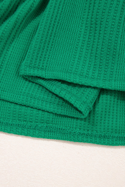 Beau Blue Solid Color Ribbed Ruffle Tank Top and Pants Set