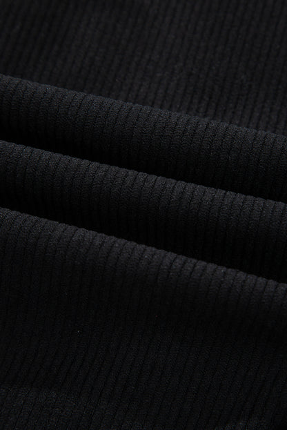 Beige Corduroy Shirt Style Full Button Long Sleeve Shift Mini Dress