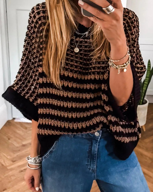 Red 3/4 Draped Sleeve Slouchy Sweater