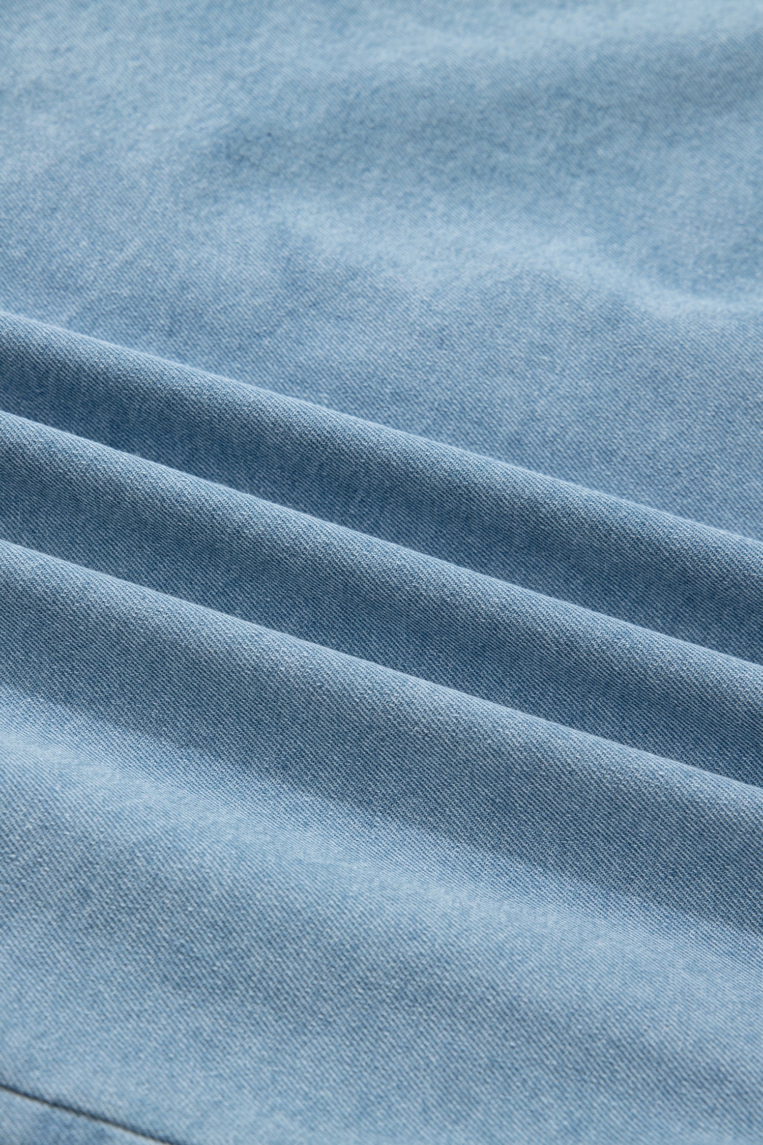 Myosotis Ruffle Detail Short Puff Sleeve Button Down Flap Pocket Denim Shirt