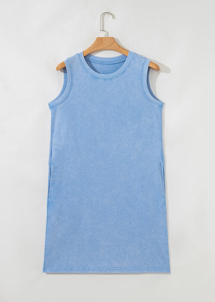 Sea Green Tank Mini Dress with Pockets