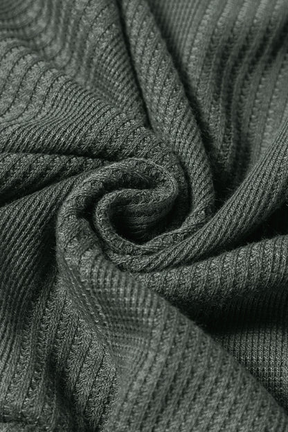 Beau Blue Solid Color Ribbed Ruffle Tank Top and Pants Set