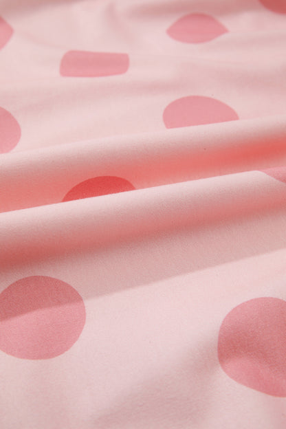 White Polka Dot Printed Long Sleeve Flared Mini Dress