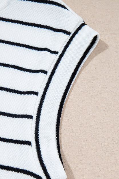 Rose Stripe Casual Wide Leg 2pcs Pants Set