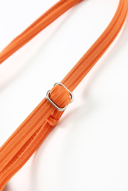 Sky Blue Adjustable Straps Ribbed Knit One Piece Swimsuit