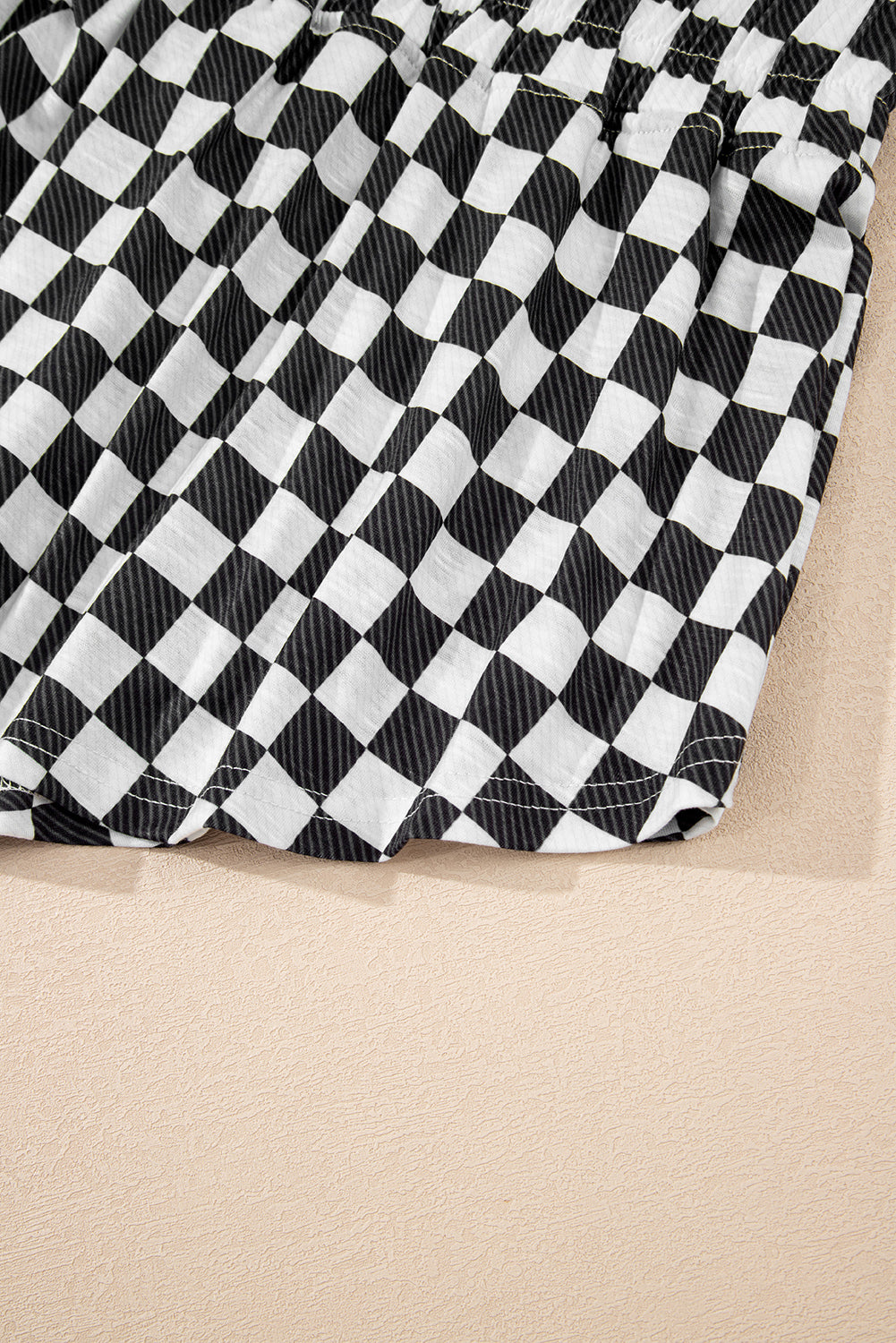 Black Checkerboard T Shirt and High Waist Skorts 2 Piece Outfit set