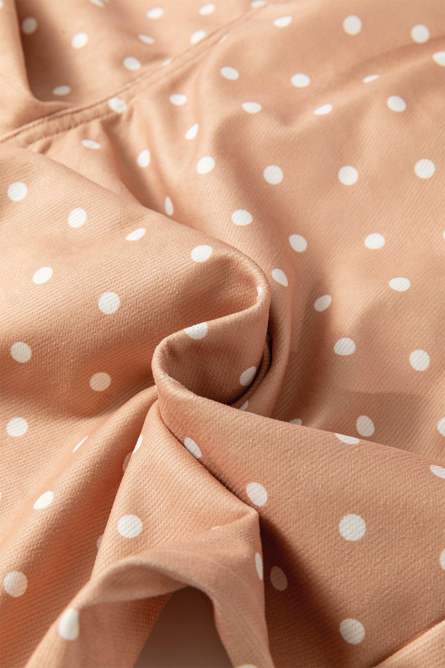 Khaki Polka Dot Print Drawstring Wide Leg Pants