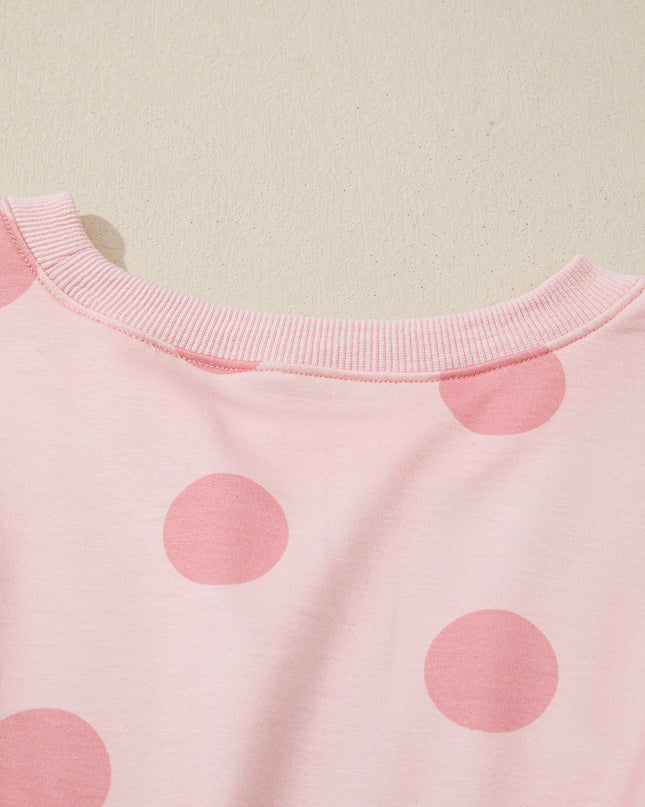 White Polka Dot Printed Long Sleeve Flared Mini Dress