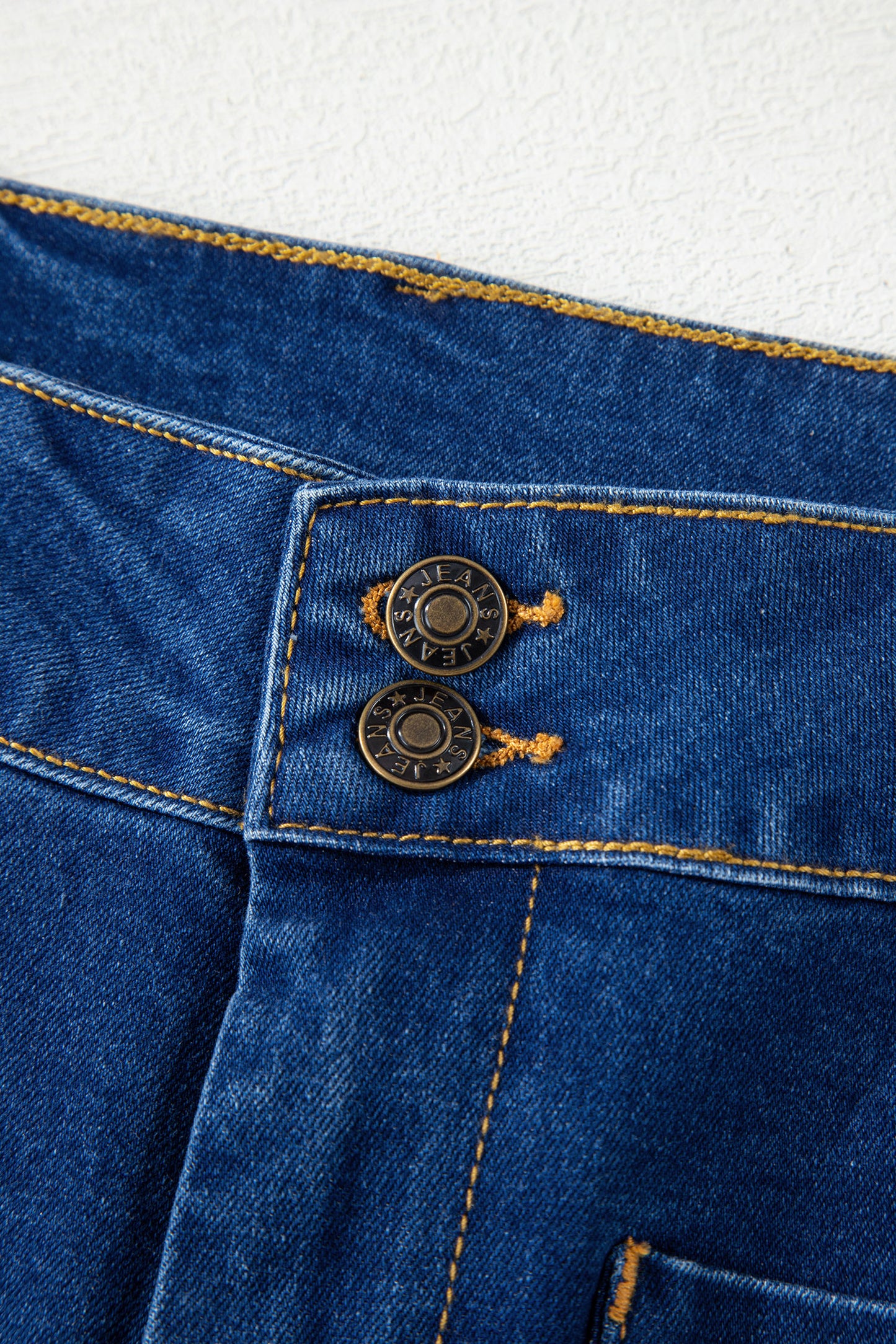 Sail Blue Hardware Decor Patched Pockets Wide Leg Jean Pants