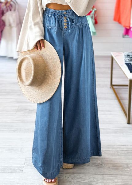 Button Fly Waist Wide Leg Jeans