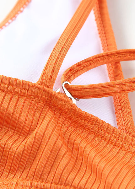 Sky Blue Adjustable Straps Ribbed Knit One Piece Swimsuit