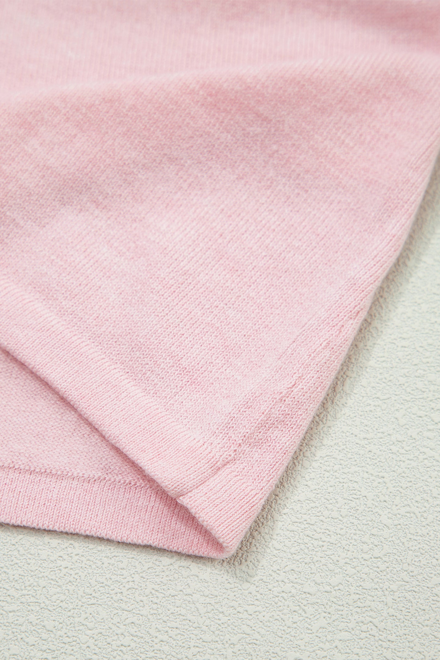 Strawberry Pink Lacy V Neckline Short Sleeve Sweater