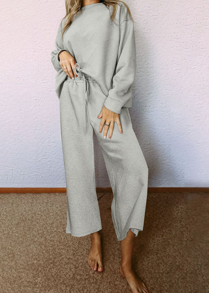 Navy Blue Ultra Loose Textured 2pcs Slouchy Outfit Set