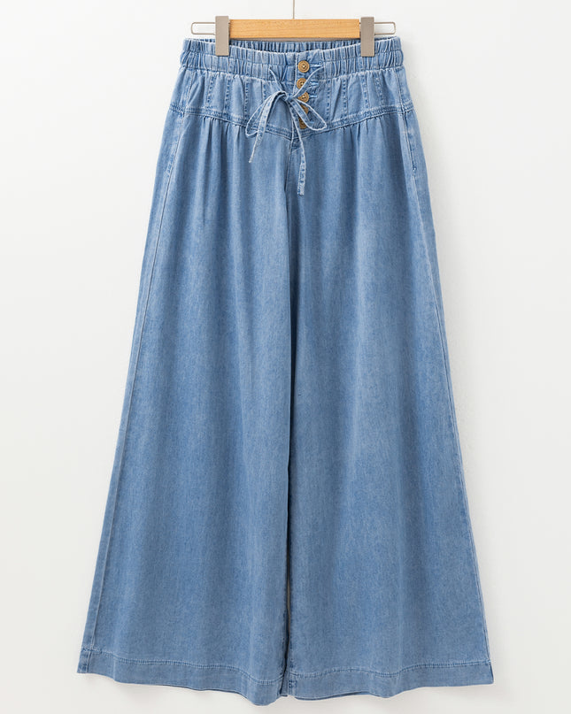 Button Fly Waist Wide Leg Jeans