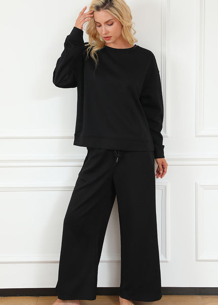 Navy Blue Ultra Loose Textured 2pcs Slouchy Outfit Set
