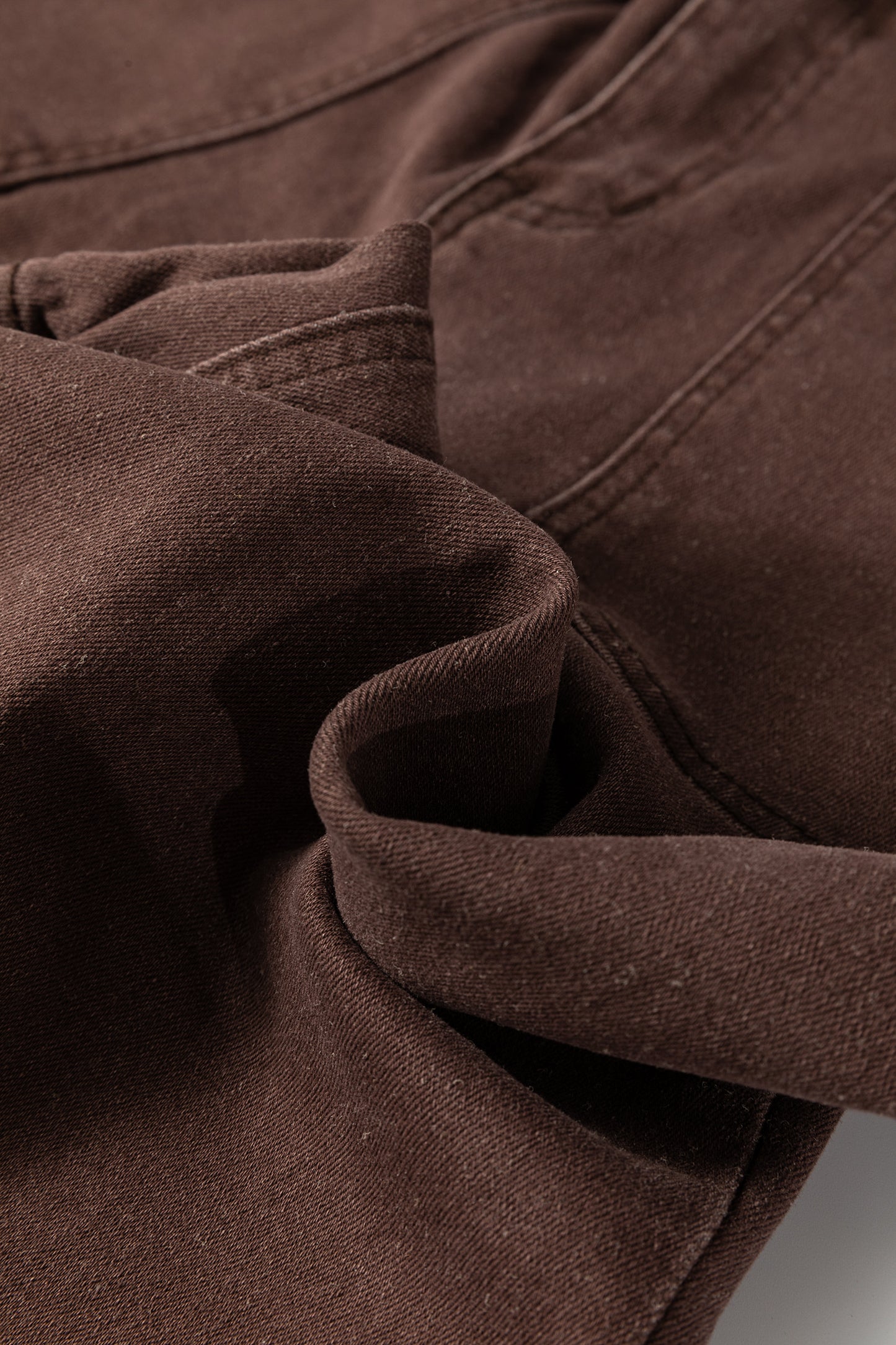 Dark Brown Retro Washed Patch Pocket Loose Jeans