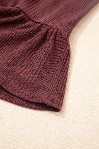 Beau Blue Solid Color Ribbed Ruffle Tank Top and Pants Set